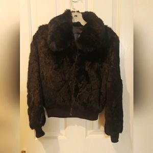 Vintage Rabbit Fur jacket 1978-1980. Black fur with Brown tones. Girls size 10